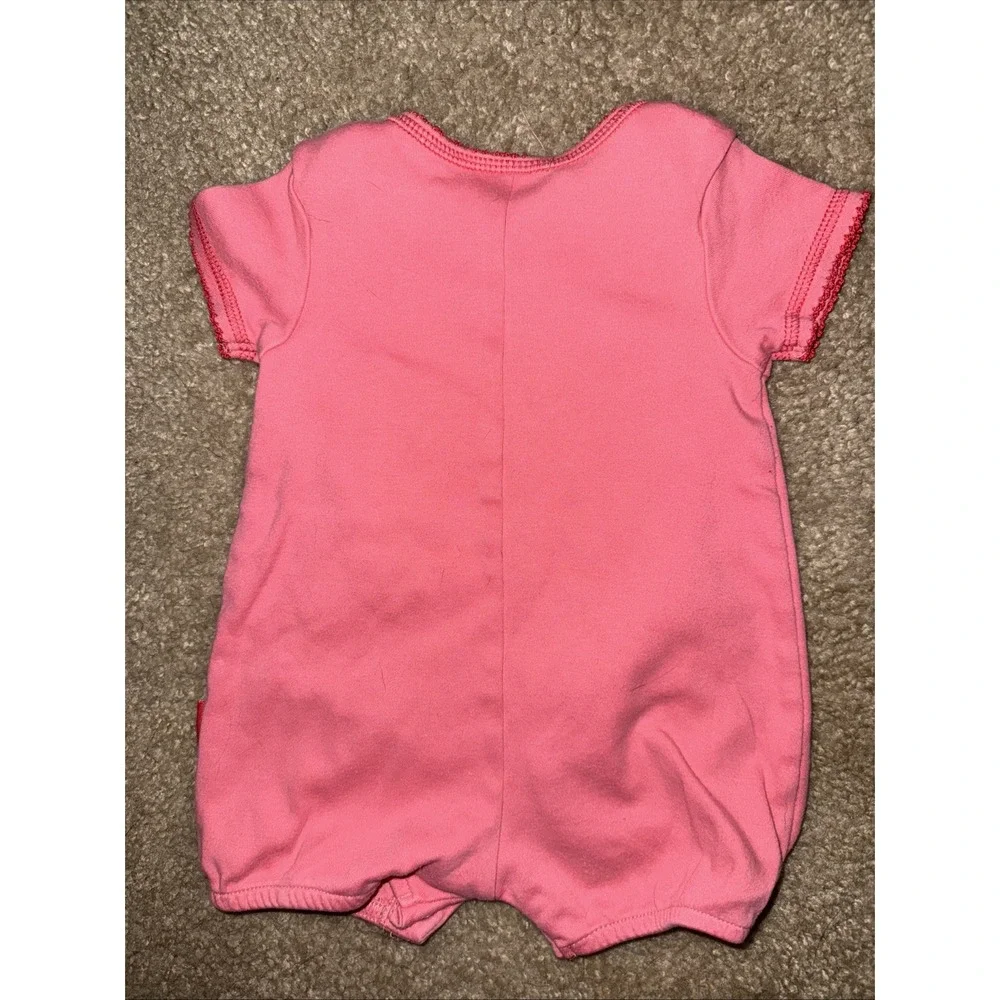 Vtg Carter's Kids‎ Girls Sz 0-3 M Coral S/S Romper with Embroidered Butterflies